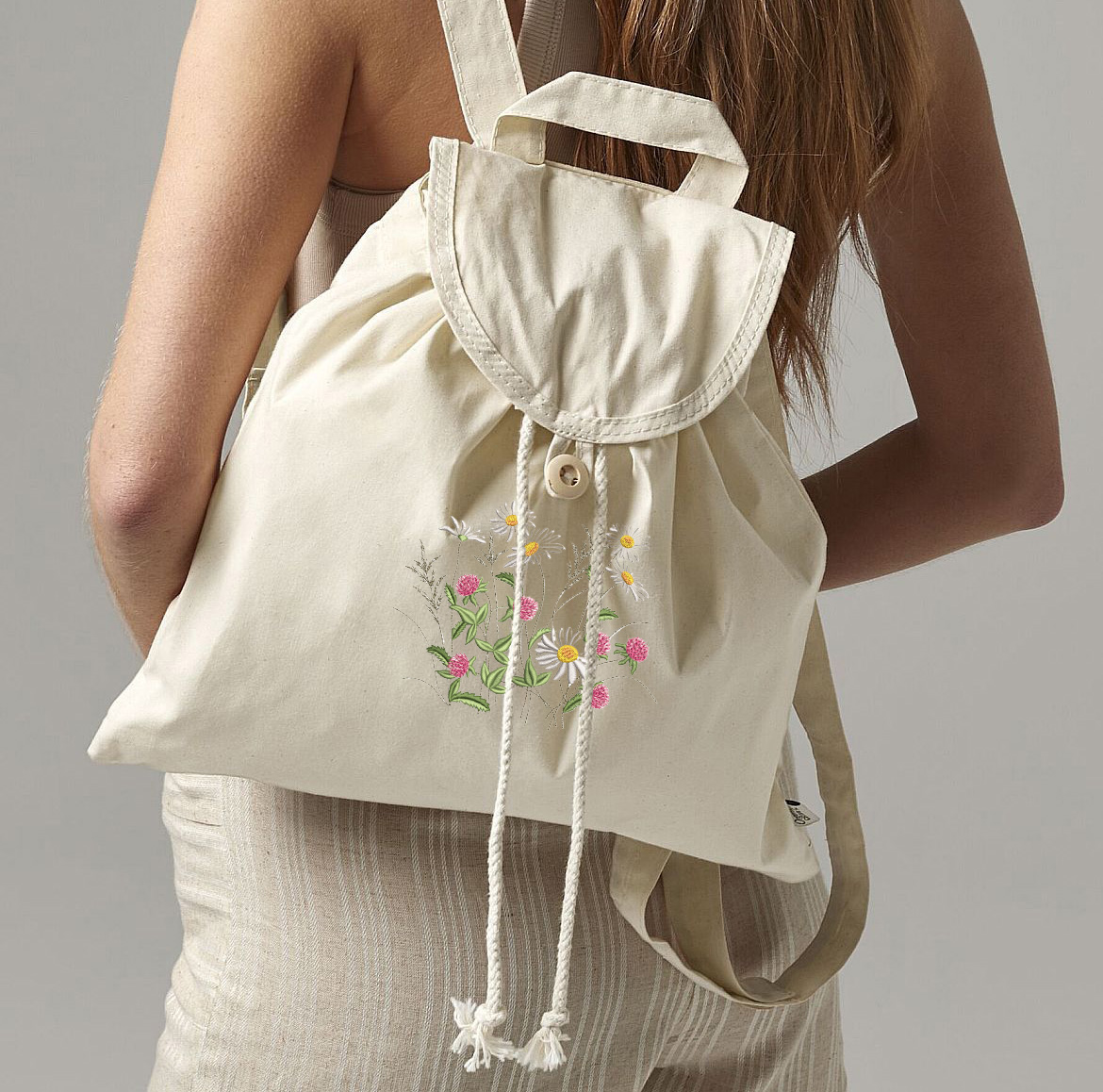 Seljakott puuvillane ristiku (või muu) tikandiga 37x41cm