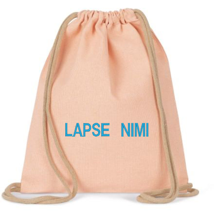 Seljakott puuvillane nimetikandiga 30x36cm lõheroosa