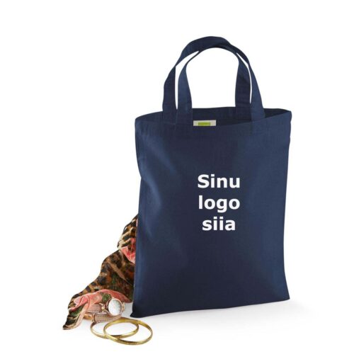 Logoga väike puuvillane kott Navy 26x32cm
