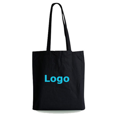 Logoga must orgaaniline puuvillane kott 38x42cm