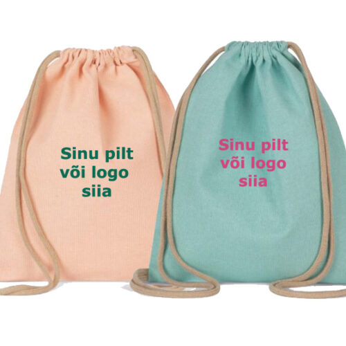 Logoga seljakott puuvillane 30x36cm erinevad värvid