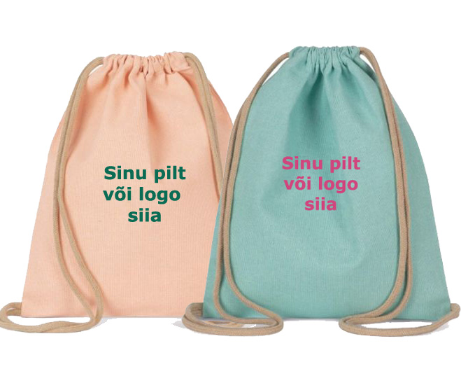 Logoga seljakott puuvillane 30x36cm erinevad värvid